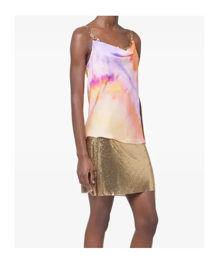 Paco Rabanne Tie-Dye Printed Satin Top