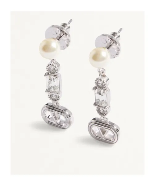 Ovalette Metal, Pearl And Swarovski® Crystal Earrings