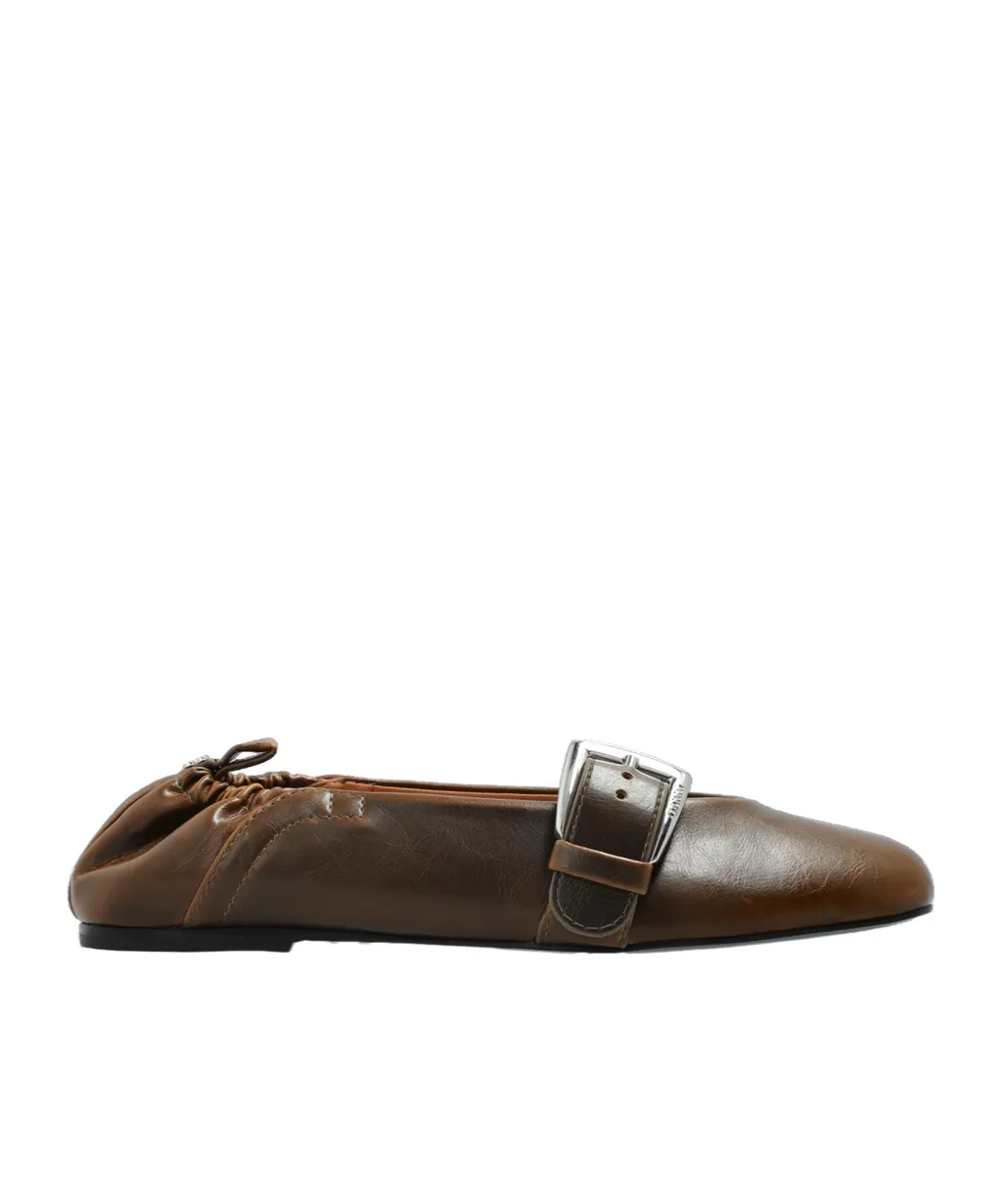 Ganni Buckle Strap Ballerinas