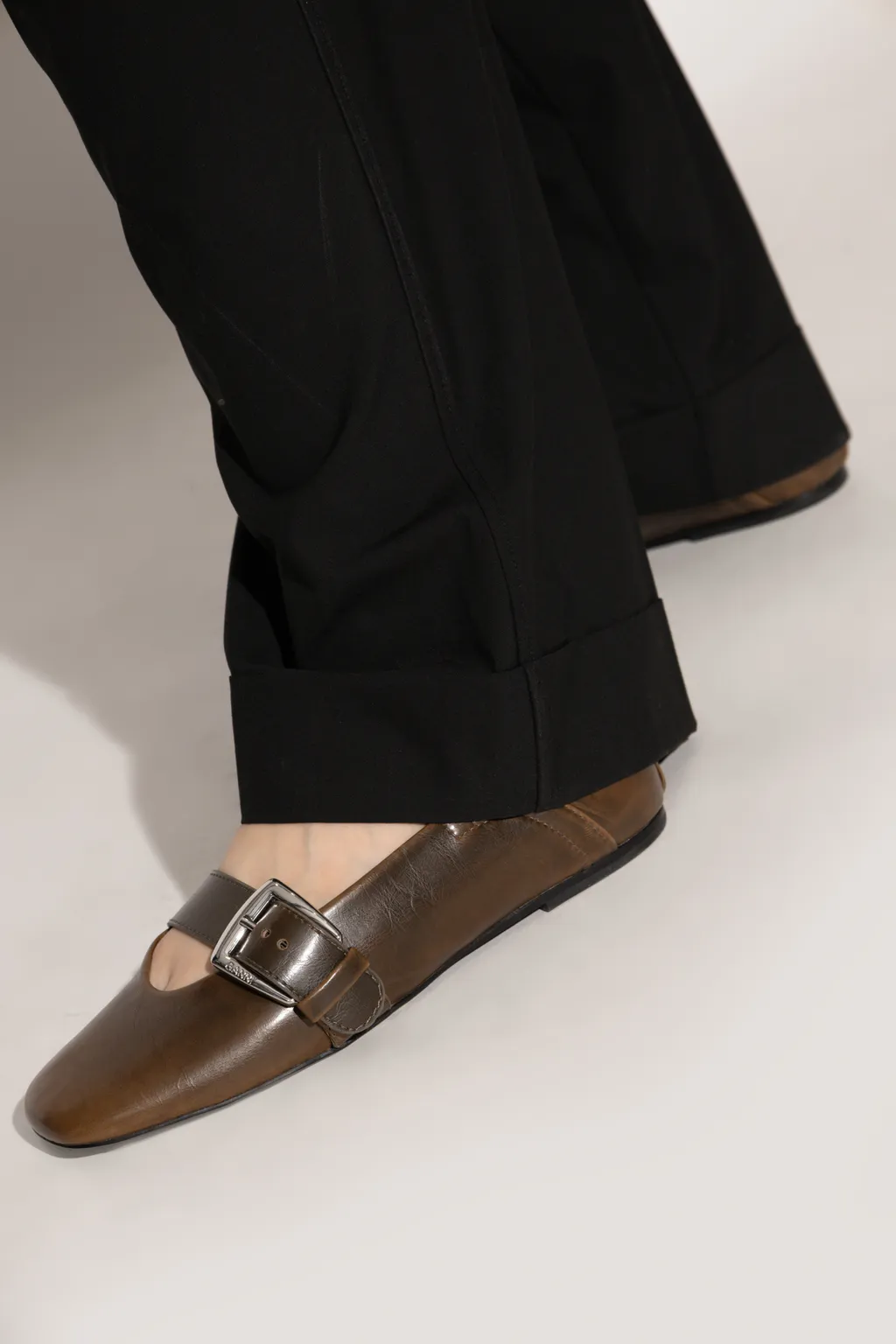 Ganni Buckle Strap Ballerinas