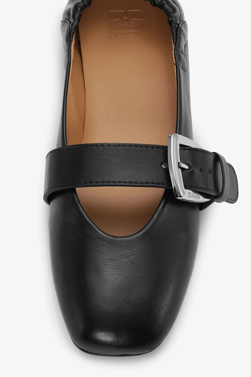 Buckle Strap Ballerinas In Black