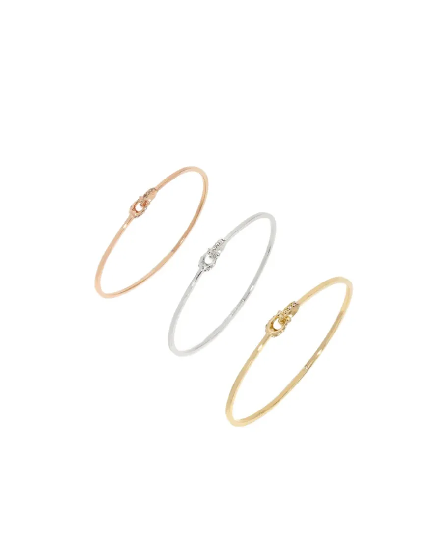 Interlocking Signature C Stone Bangle Bracelet Set