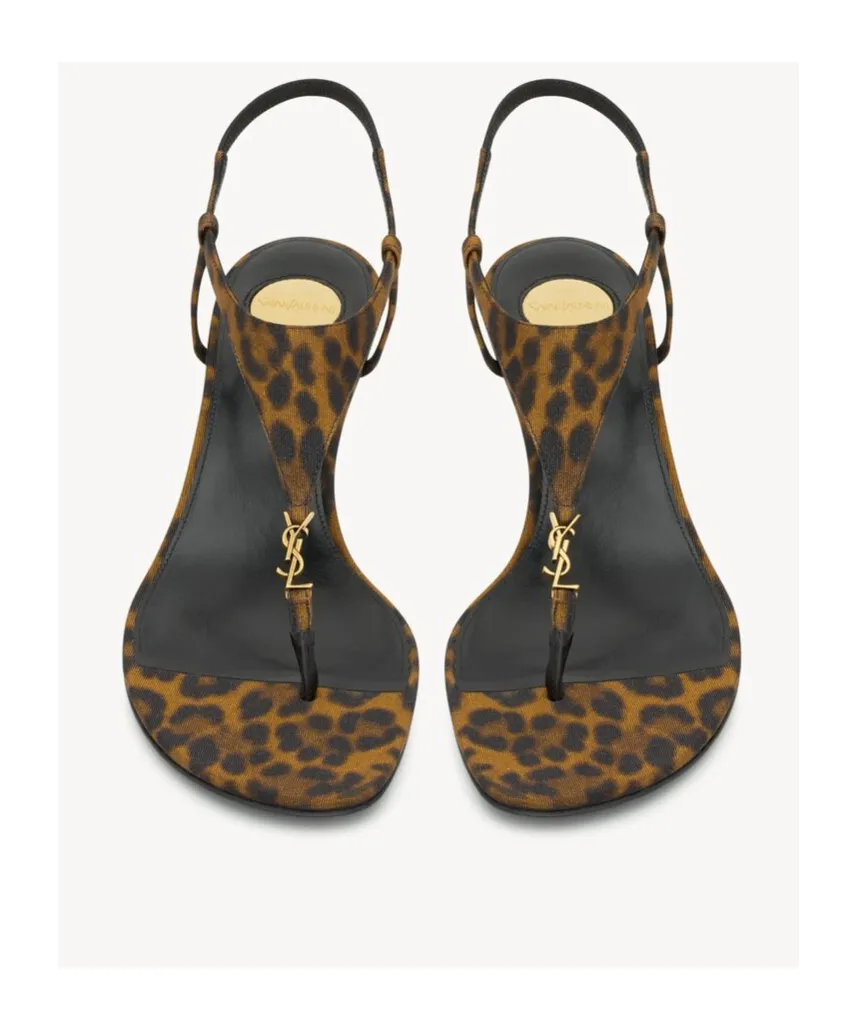 Saint Laurent Cassandra Leopard Wedge Sandals