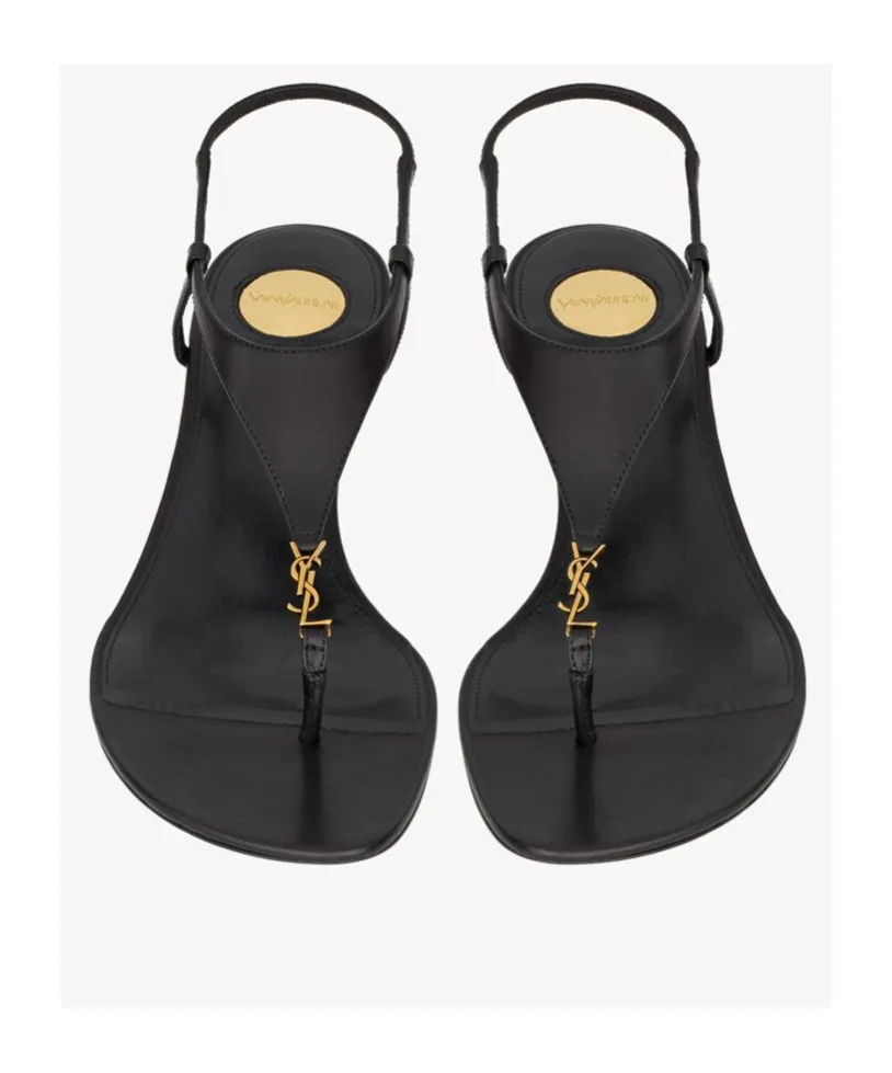 Saint Laurent Cassandra Logo Plaque Wedge Sandals