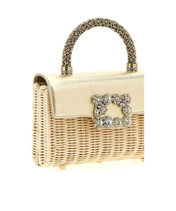 Roger Vivier Embellished Interwovened Top Handle Bag