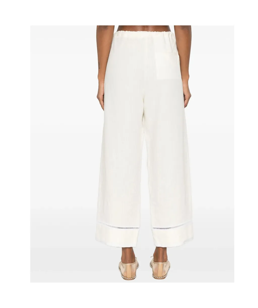 Flower Embroidered Casual Pants