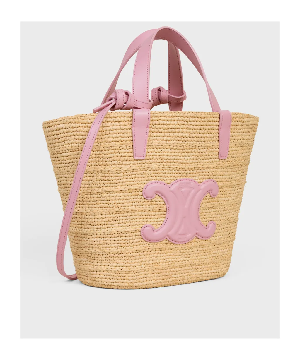 Teen Supple Celine Classic Panier In Raffia And Calfskin