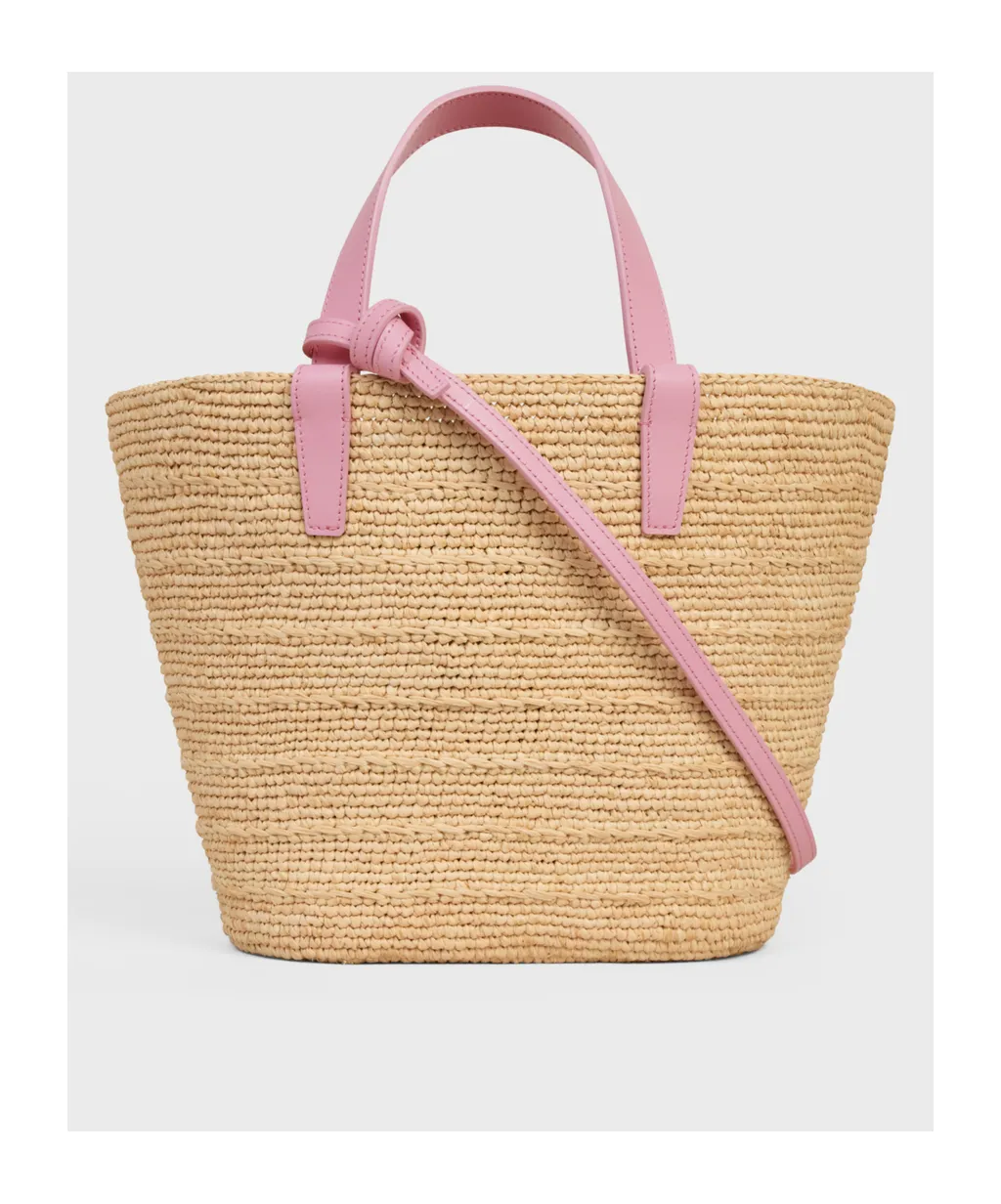 Teen Supple Celine Classic Panier In Raffia And Calfskin