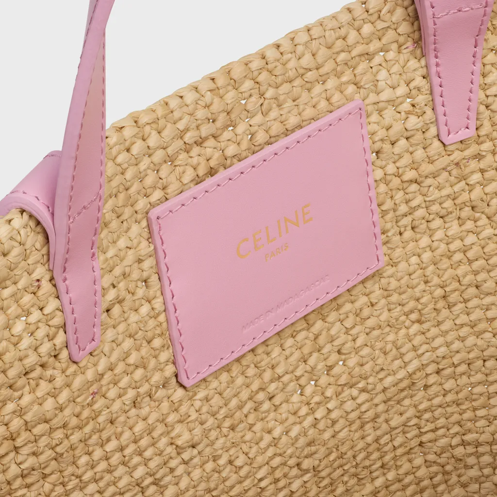 Teen Supple Celine Classic Panier In Raffia And Calfskin