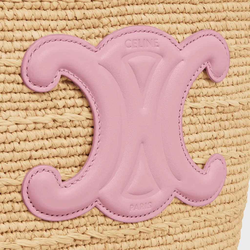 Teen Supple Celine Classic Panier In Raffia And Calfskin