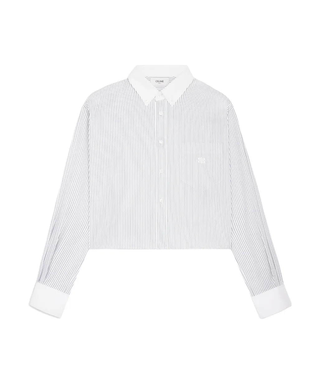 Cropped Shirt In Striped Poplin