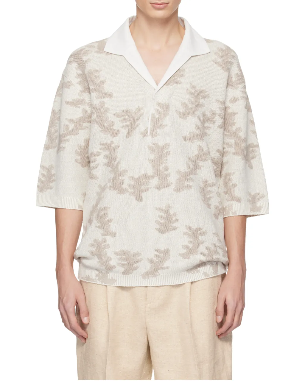 Zegna Oasi Lino Oversized Knitted Polo Shirt