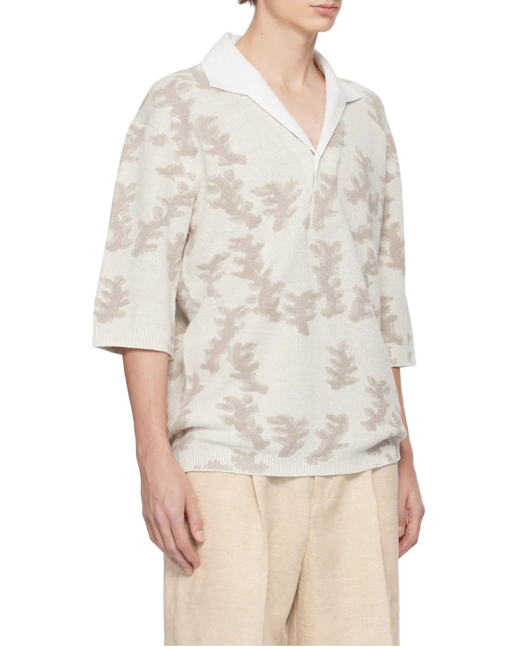 Zegna Oasi Lino Oversized Knitted Polo Shirt