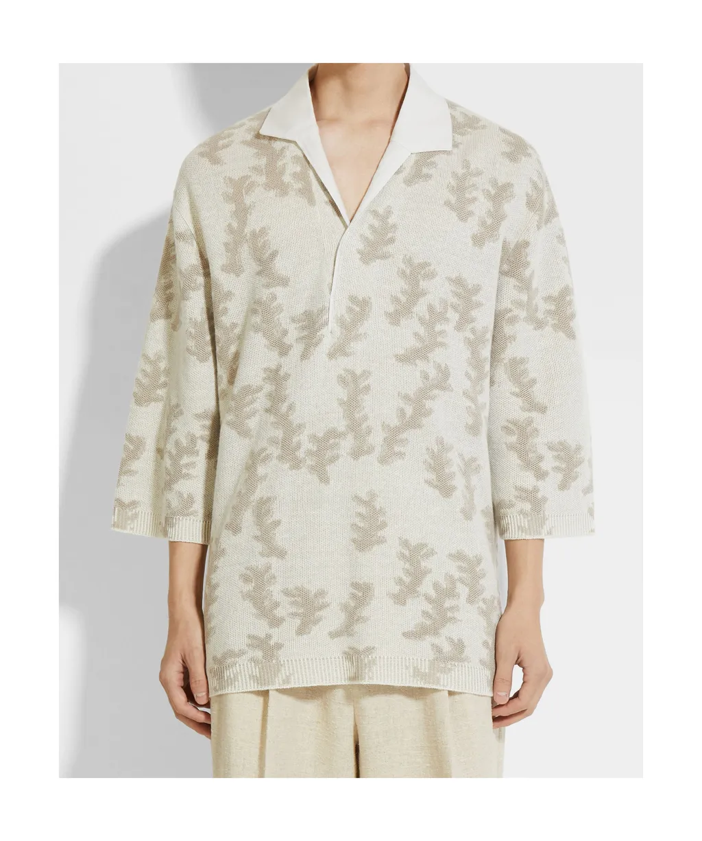 Zegna Oasi Lino Oversized Knitted Polo Shirt