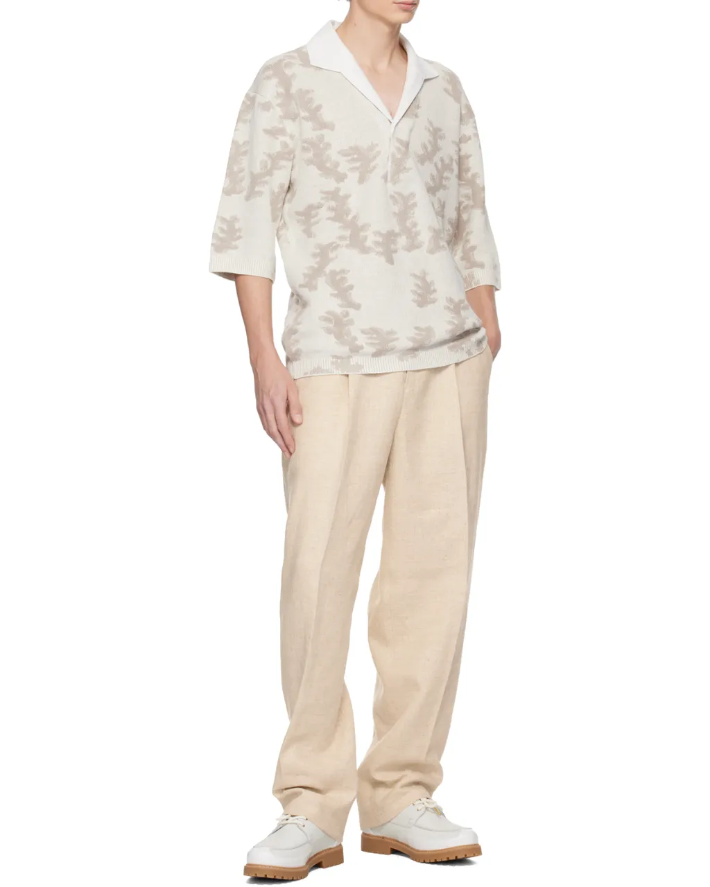 Zegna Oasi Lino Oversized Knitted Polo Shirt