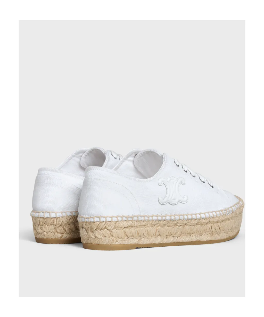 Les Espadrilles Celine Lace-Up In Canvas And Calfskin
