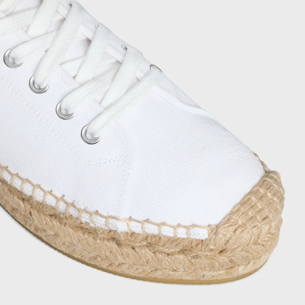 Les Espadrilles Celine Lace-Up In Canvas And Calfskin