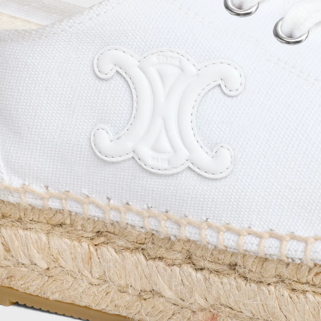Les Espadrilles Celine Lace-Up In Canvas And Calfskin