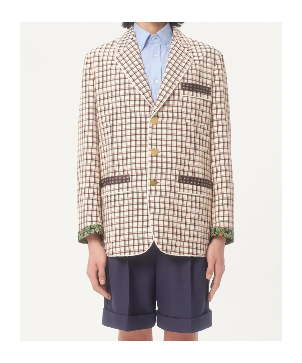 Checked Single-Breasted Blazer