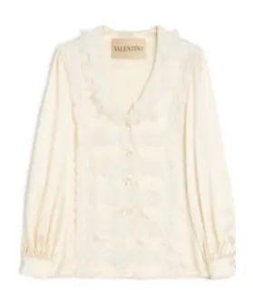 Ruffled Lace Silk Shirt