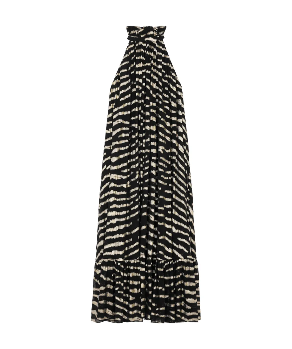 Long Dress In Lamé Tiger Silk