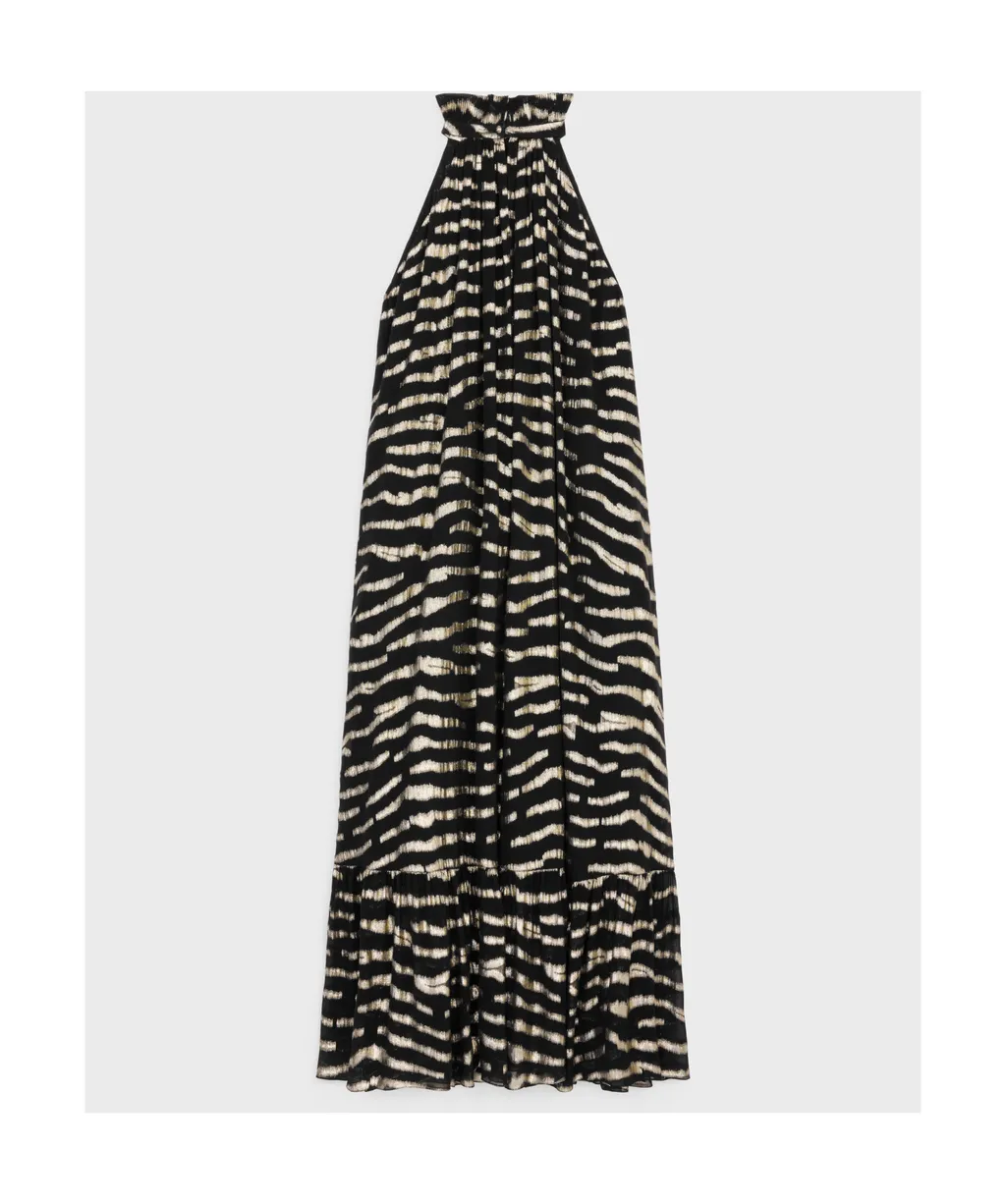 Long Dress In Lamé Tiger Silk