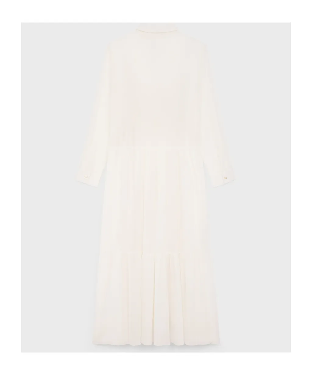 Long Shirt Dress In Cotton Silk Crepon