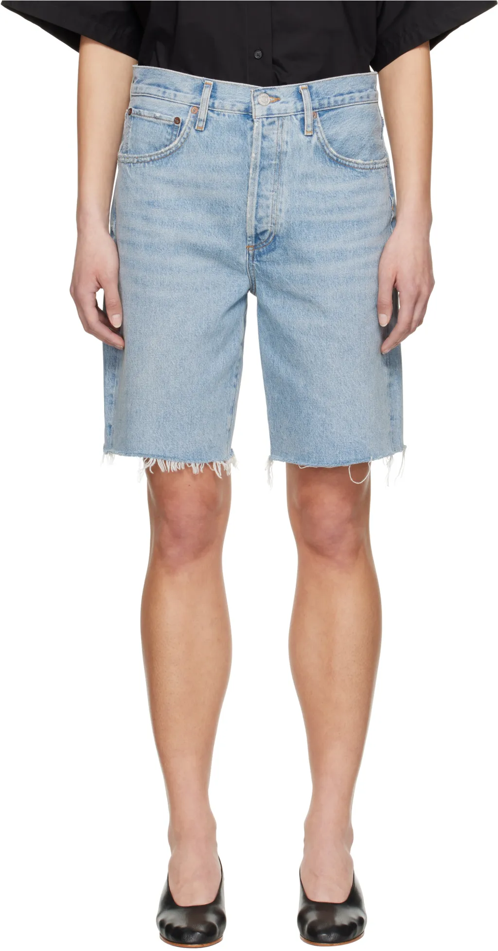 Agolde 90's Frayed Edge Denim Shorts