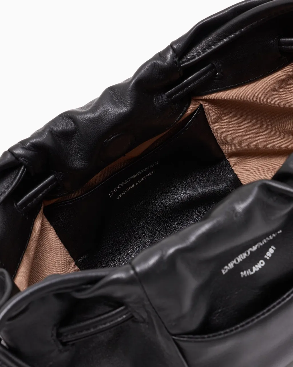Emporio Armani Logo Stamp Drawstring Shoulder Bag