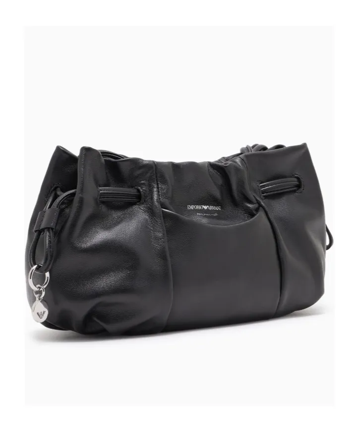 Emporio Armani Logo Stamp Drawstring Shoulder Bag