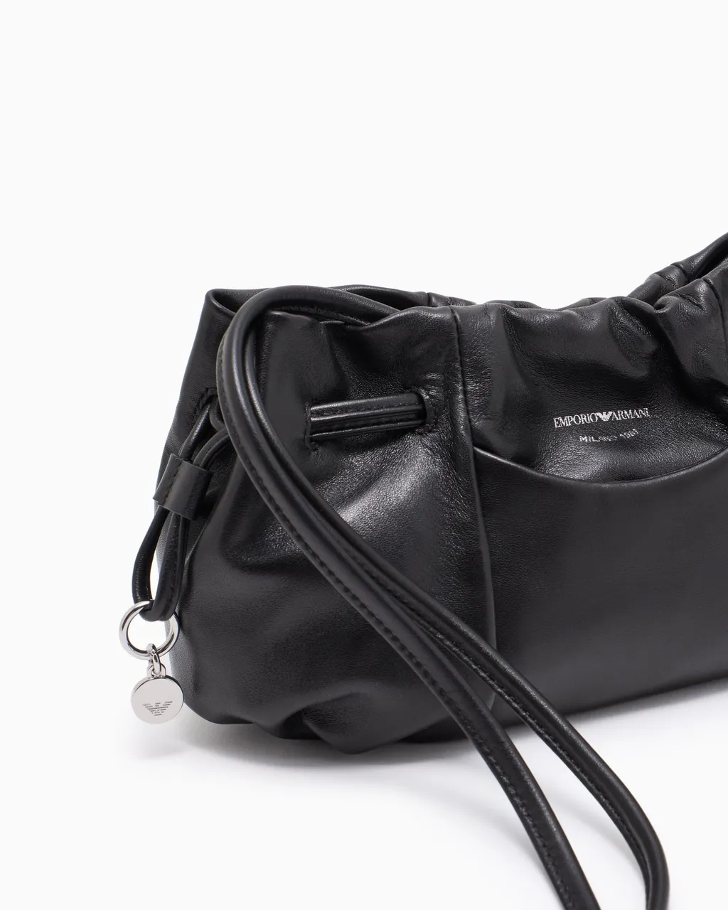 Emporio Armani Logo Stamp Drawstring Shoulder Bag