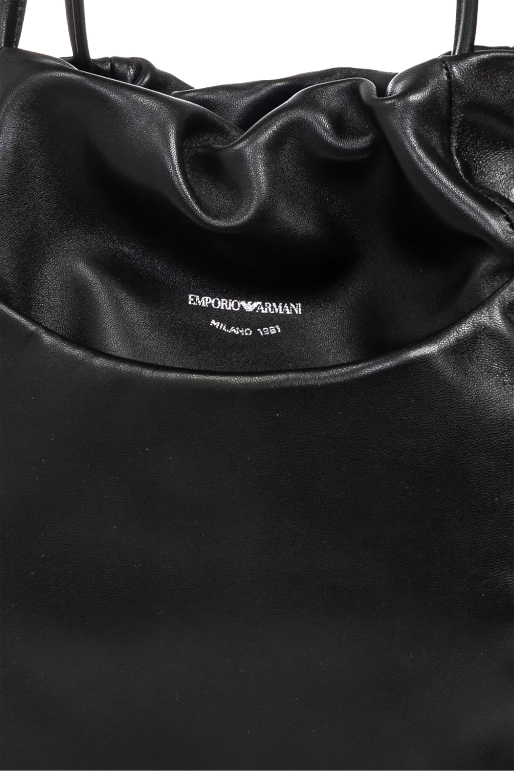 Emporio Armani Logo Stamp Drawstring Shoulder Bag