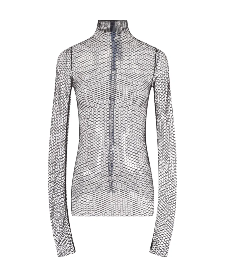 Rev Mock Neck Mesh Top