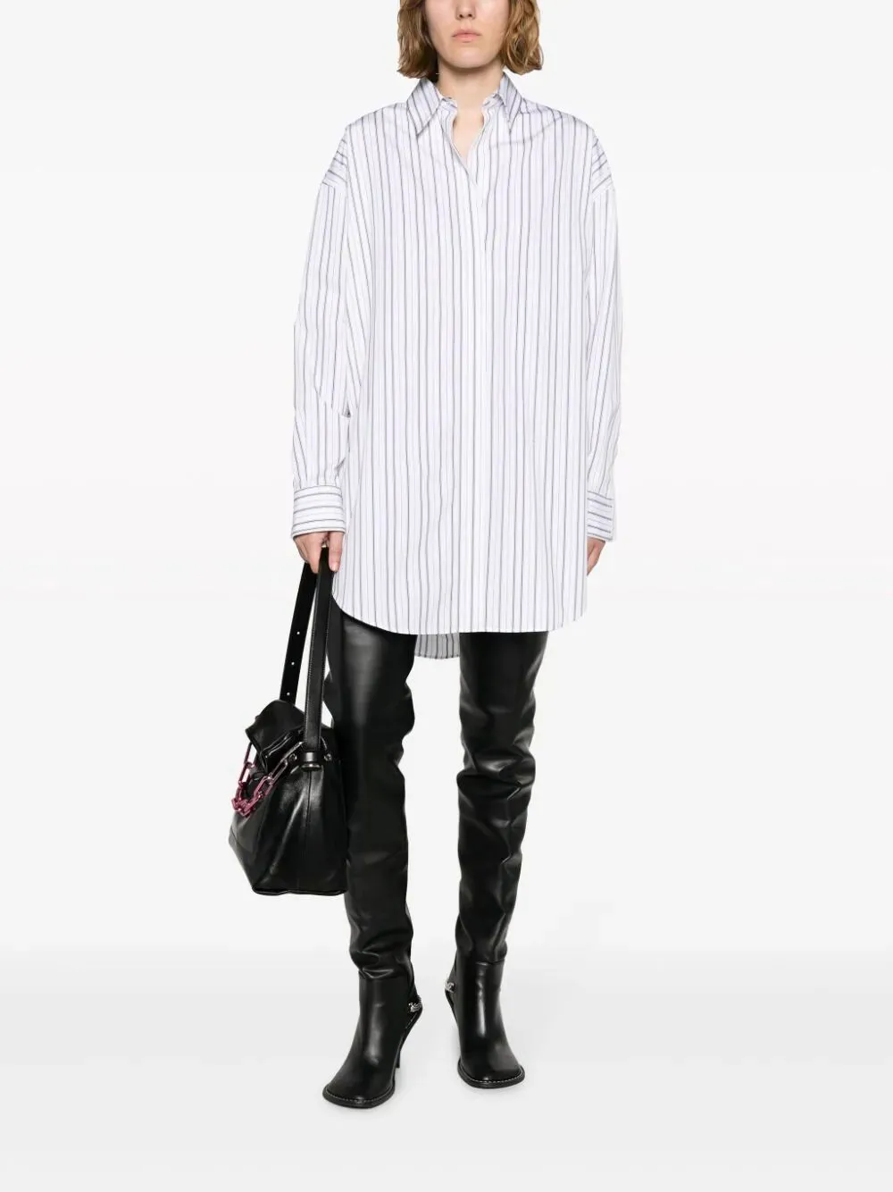 Off-White Pinstriped Long-Sleeved Poplin Shirt