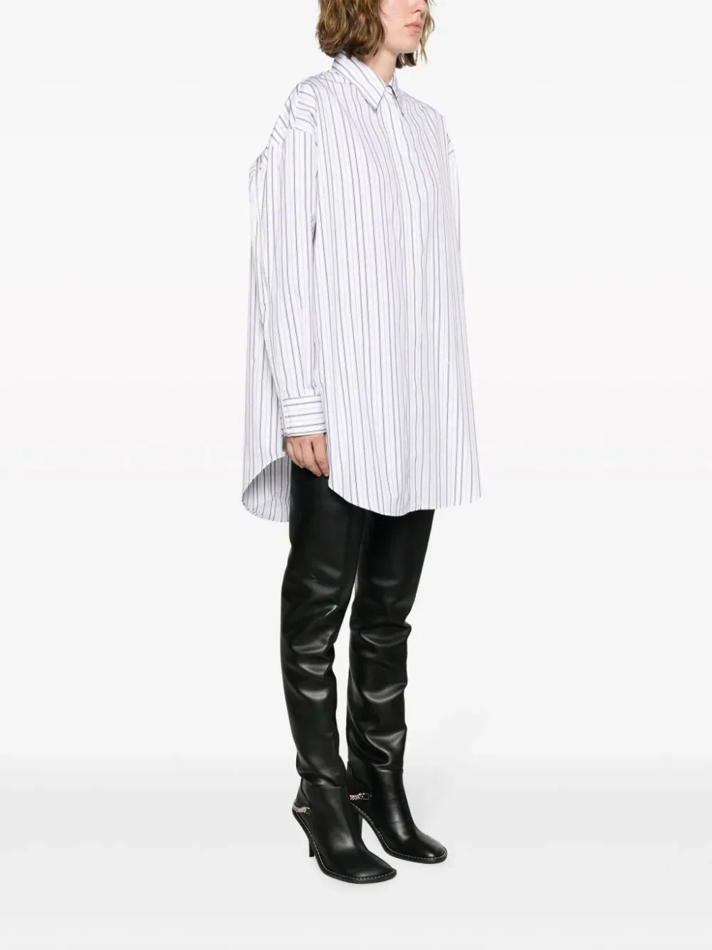 Off-White Pinstriped Long-Sleeved Poplin Shirt