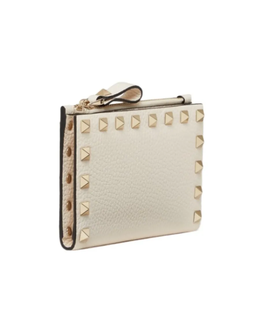 Rockstud-Embellished Compact Wallet