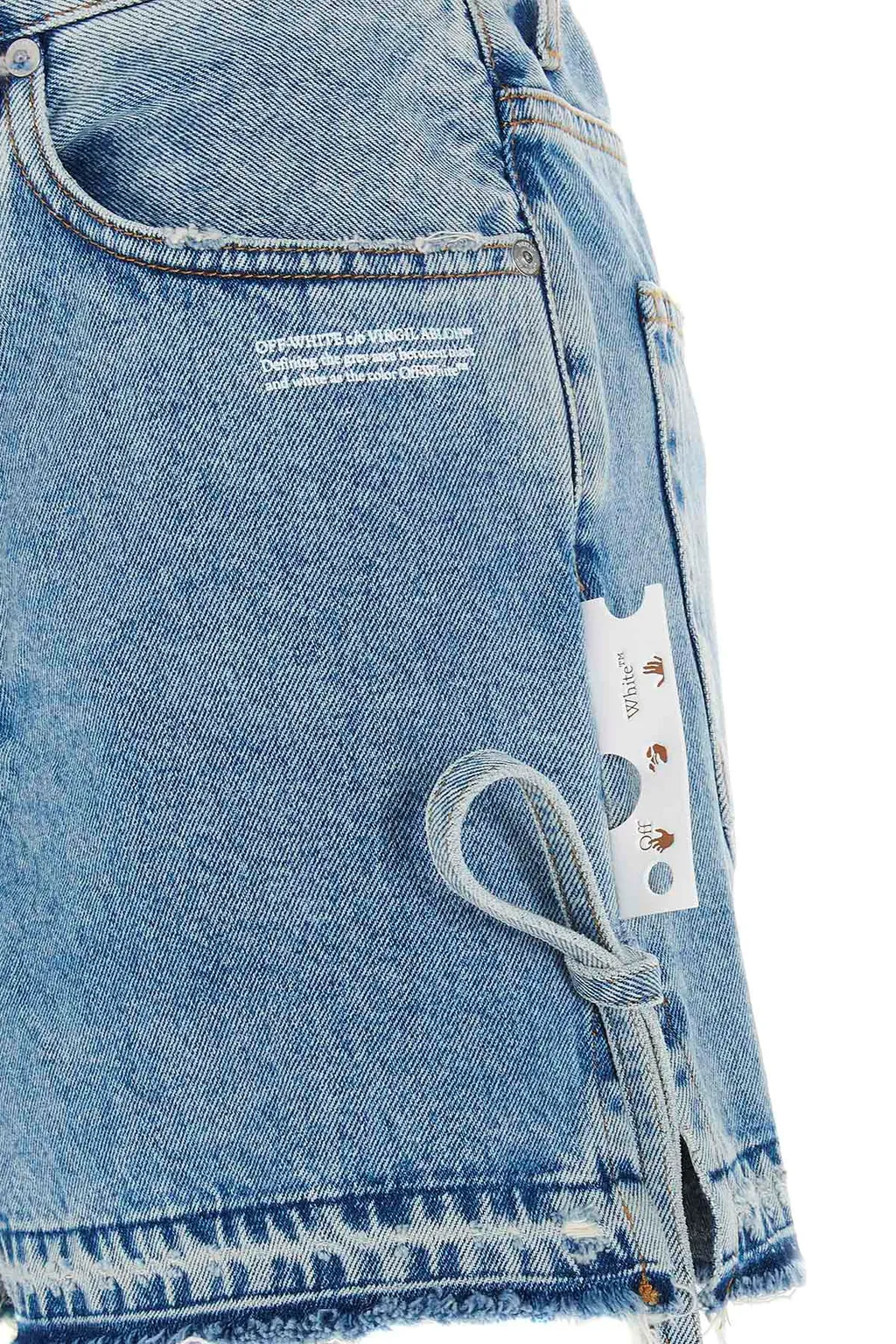 Off-White Side Tie Denim Shorts