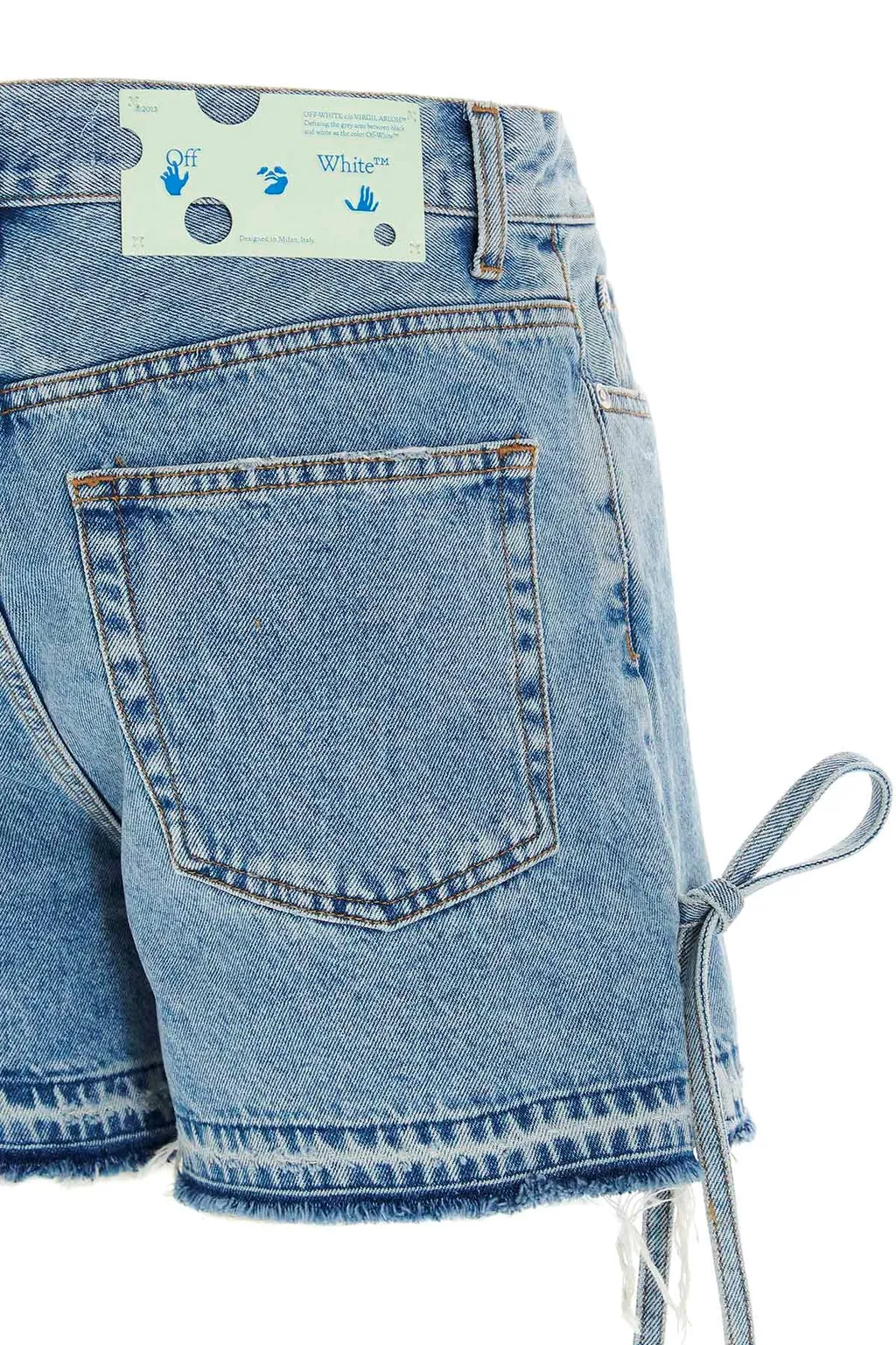 Off-White Side Tie Denim Shorts