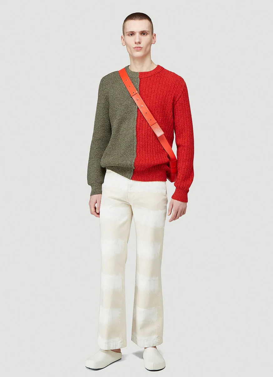 Contrast-Color Design Pullover