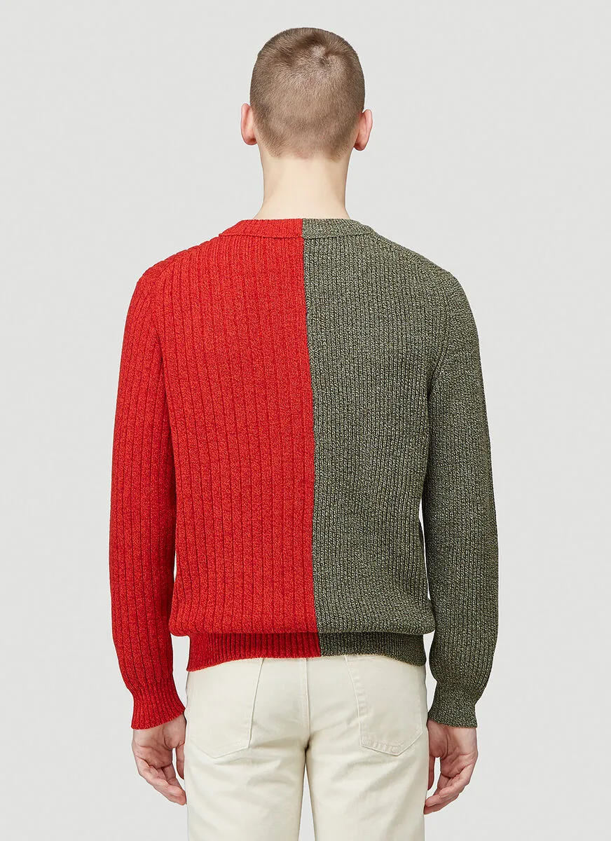 Contrast-Color Design Pullover
