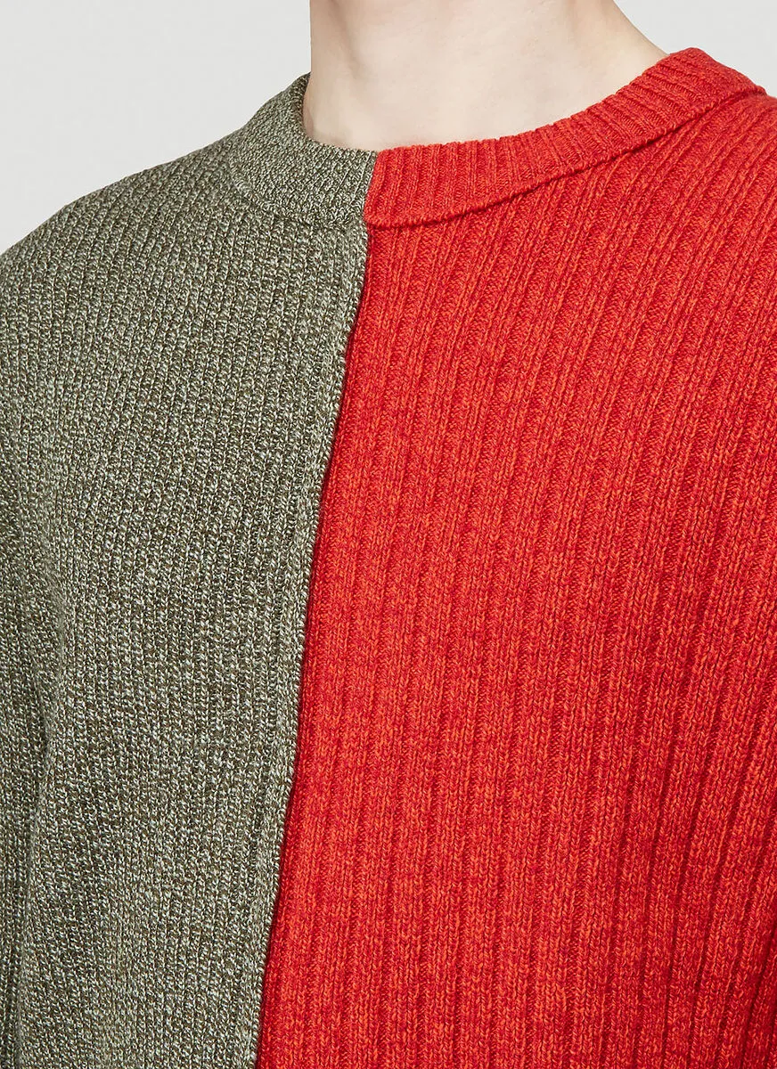 Contrast-Color Design Pullover
