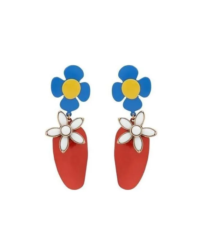 Saint Laurent Flower Strawberry Pendant Clip-On Earrings
