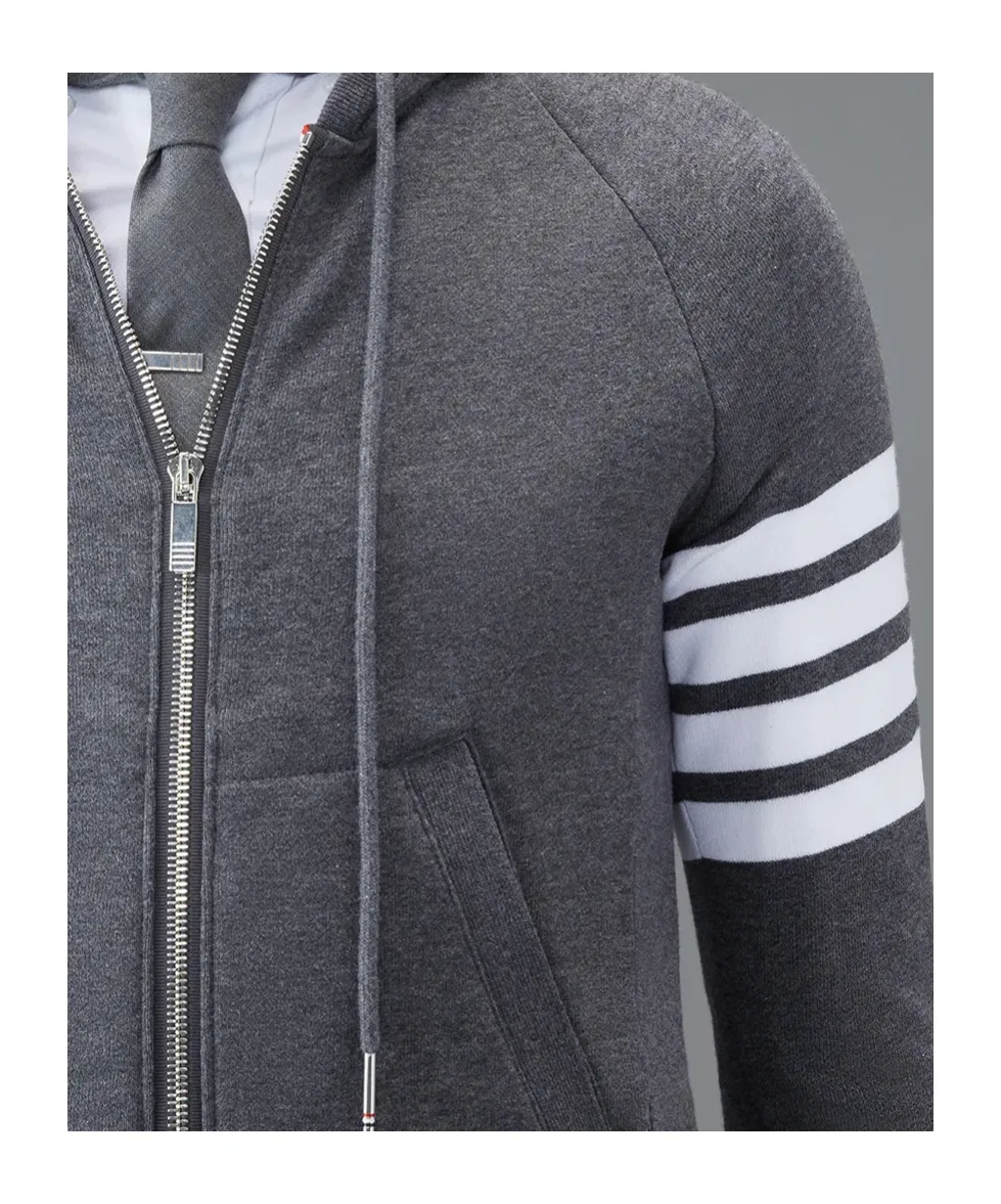 Thom Browne 4-Bar Striped Zipped Jacket