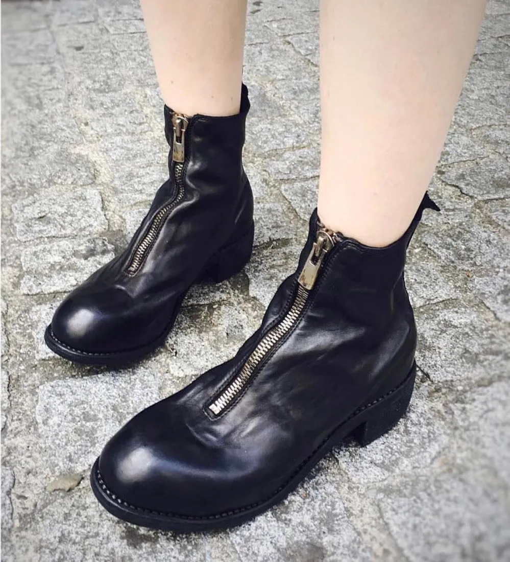 Front Zip Ankle Boots