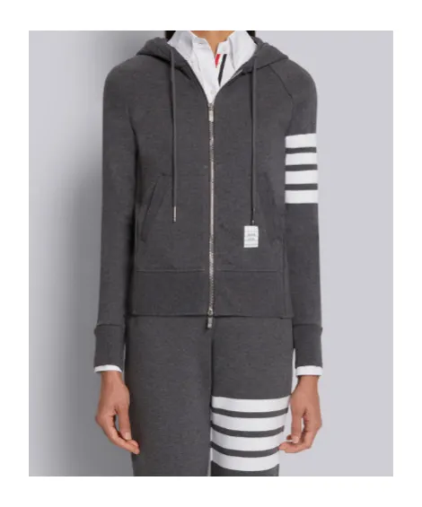 Thom Browne 4-Bar Striped Zip-Up Hoodie