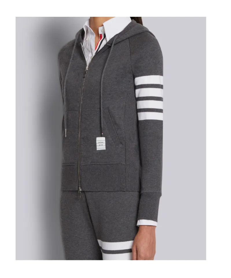Thom Browne 4-Bar Striped Zip-Up Hoodie
