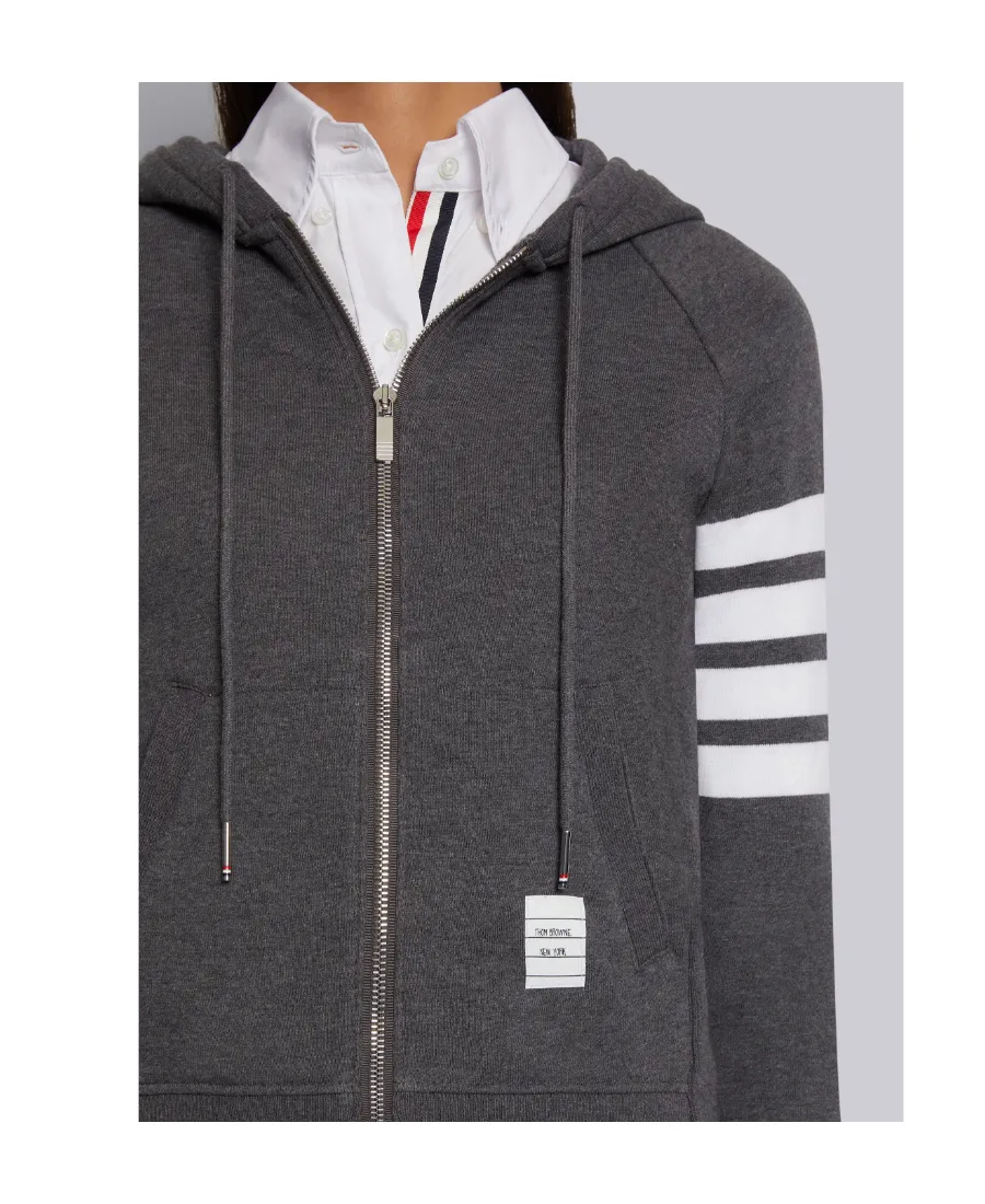 Thom Browne 4-Bar Striped Zip-Up Hoodie