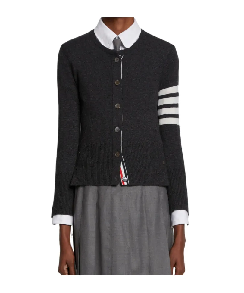 Thom Browne 4-Bar Striped Buttoned Cardigan
