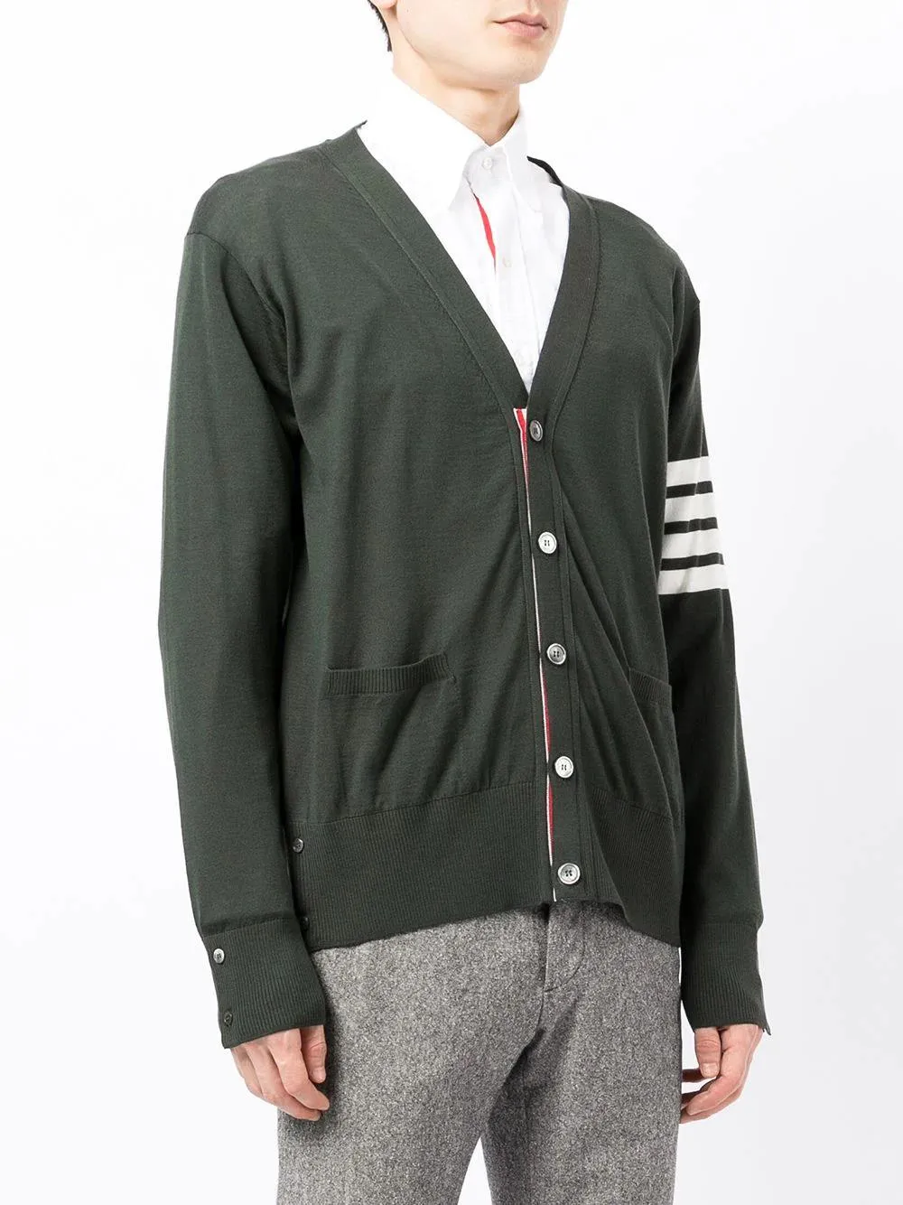 Intarsia-Knit 4-Bar Stripe Cardigan