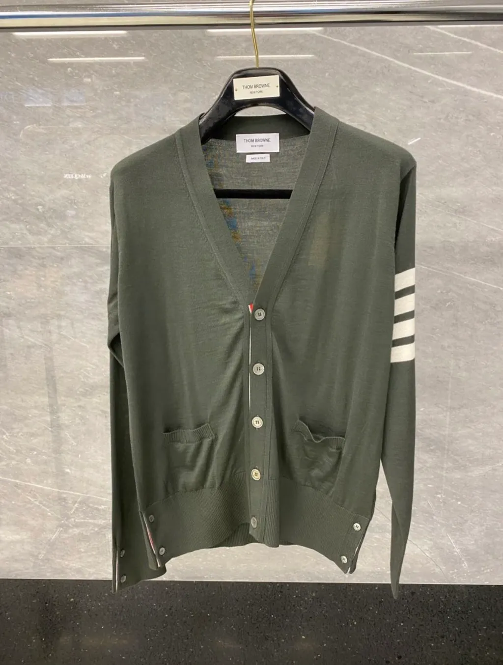 Intarsia-Knit 4-Bar Stripe Cardigan